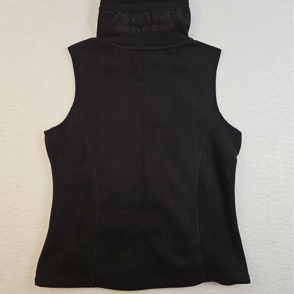 Calvin Klein Performance Fleece Vest Womens Large Sleeveless High Collar Black - Picture 8 of 10
